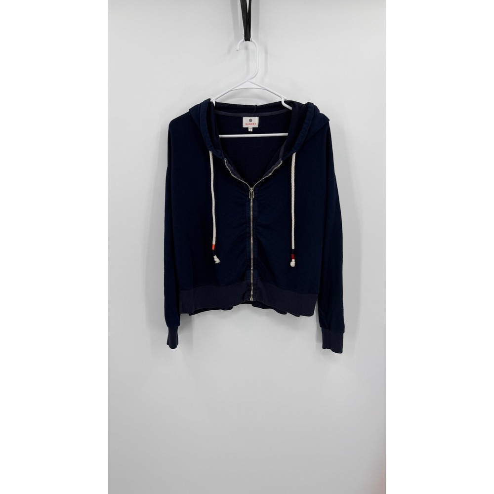 Sundry Womens Navy Blue Zip Up Hoodie Modal Blend Sweatshirt Size 0
